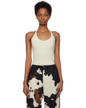 Dries Van Noten Off-white Halter Bodysuit - Black