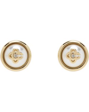 CASABLANCA Faux-Pearl Logo Stud Earrings - Black