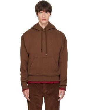 Ami Paris Cotton Embossed Ami De Coeur Hoodie - Brown