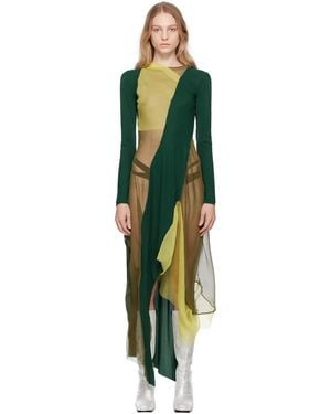 PAULA CANOVAS DEL VAS Panelled Midi Dress - Green
