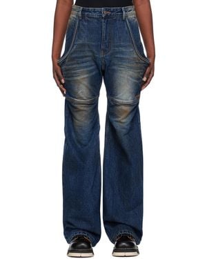 we11done Wire Mid-Rise Wide-Leg Jeans - Blue
