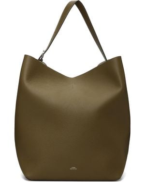 TOTEME Belted Grained-Leather Tote - Green