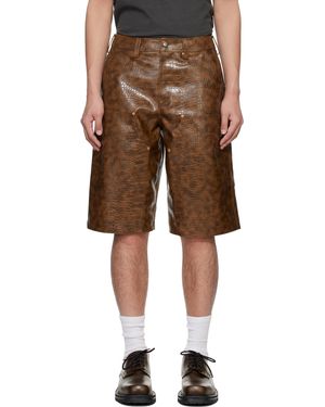 ANDERSSON BELL Double Knee Faux-Leather Shorts - Brown