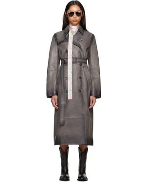Acne Studios Ombré Leather Trench Coat - Black