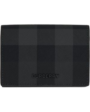 Burberry Check Folding Card Holder - Black
