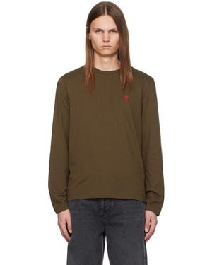 Ami Paris Ami De Coeur Long Sleeve T-Shirt - Brown