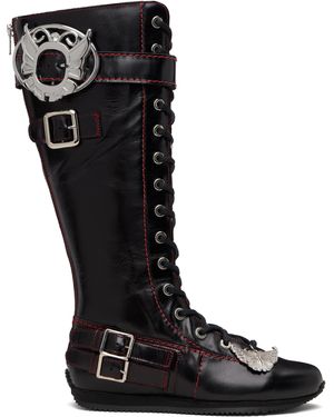 Chopova Lowena Chunky Lace Up Stefanie Tall Boots - Black