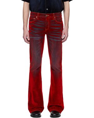 Cout de la Liberte Jimmy Stretch Suede Flare Jeans - Red