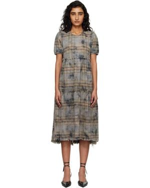 R13 Shredded Relaxed Midi Dress - Black