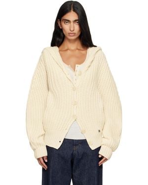 Stella McCartney Cardigan Épais En Tricot Côtelé À Capuche - Neutre