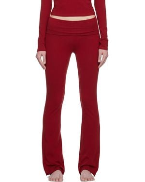 Skims Cotton Jersey Foldover Leggings - Red