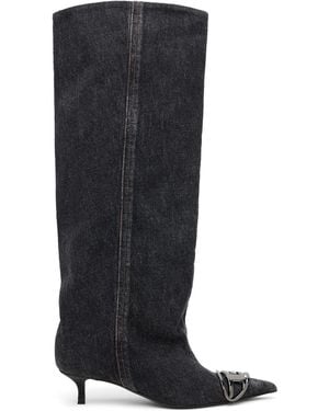 DIESEL D-Venus Kb Slouchy Denim Tall Boots - Black