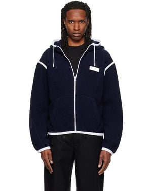 Givenchy Fleece Gros Grain Detail Jacket - Blue