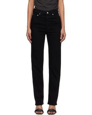 Agolde 90's Pinch Waist High Rise Straight Long Jeans - Black