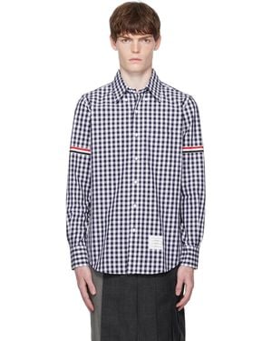 Thom Browne Gingham Check Poplin Armband Shirt - Blue