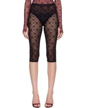 Marine Serre Moonogram Mesh Flock Capri Leggings - Black