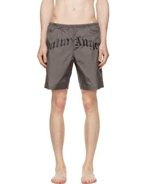 Palm Angels Curved Logo Swim Shorts - Black