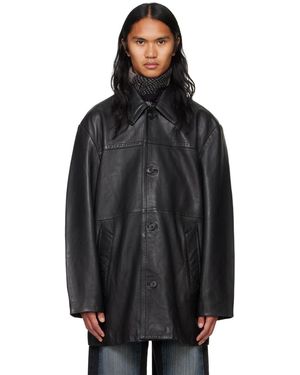Hope Lambskin Leather Button-Front Jacket - Black