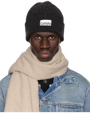 Ganni Fitted Wool Rib Knit Beanie - Multicolour