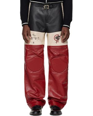 Enfants Riches Deprimes Taupe Tripping Light Moto Leather Trousers - Red