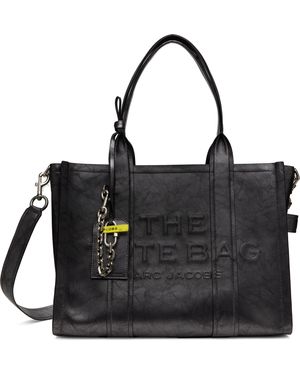 Marc Jacobs Grand Cabas 'The Tote Bag' Gris Acier Métallique À Effet Usé - Noir