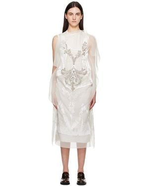 Erdem オフホワイト アシンメトリー カクテル ミディアムワンピース - ブラック