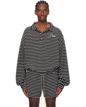 Rhude Black & White Striped Polo