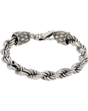 Emanuele Bicocchi Bracelet-Chainette Cordelette Torsadé Argenté - Noir
