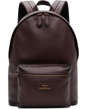 Polo Ralph Lauren Sac À Dos Brun En Cuir Grainé - Marron