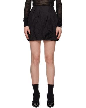 Juun.J Crinkled Drape Miniskirt - Black