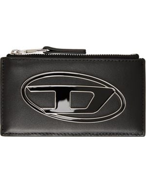 DIESEL Nappa Leather Flat Card Holder - Black