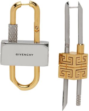Givenchy Gold & Silver Lock Earrings - Metallic