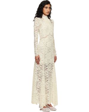 Rabanne Off-Shoulder Lace Maxi Dress in Natural | Lyst