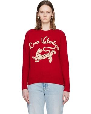 Valentino Wool 'Chez & Panther Embroidery Jumper - Red
