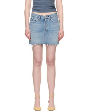 Agolde Minijupe Bleue En Denim À Taille En V
