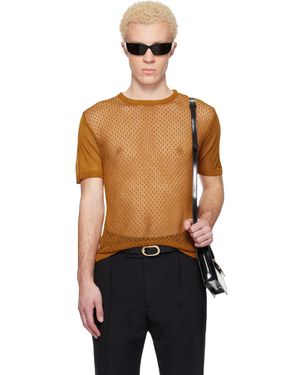 Ernest W. Baker Tan Open Knit Viscose T-Shirt - Black