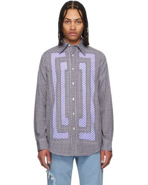Edward Cuming Chemise Scratch The Itch Bleu Marine En Coton À Motif Graphique - Violet