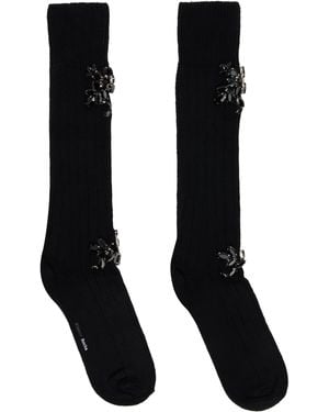 Simone Rocha Embellished Rose Knee Socks - Black