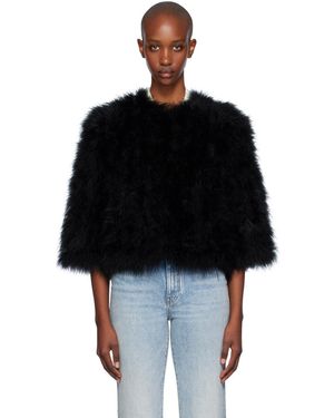 Yves Salomon Cropped Feather Jacket - Black
