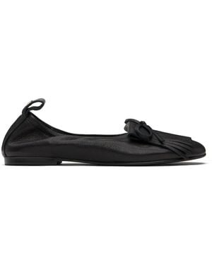 OPEN YY Bun Fringe Ballerina Flats - Black