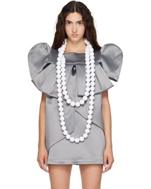 VAQUERA Collier Blanc À Très Grandes Billes - Gris