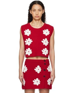 MSGM レッド クロシェ ニットベスト