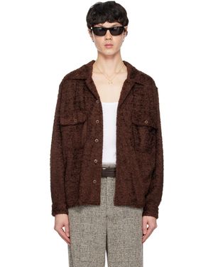 International Gallery BEAMS ブラウン ループヤーン オープンカラーシャツ