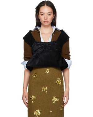 ShuShu/Tong Pleated Corduroy Off-Shoulder Peplum Top - Black