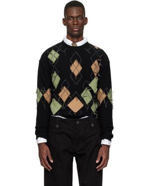 ANDERSSON BELL Tom Argyle Crew-Neck Jumper - Black