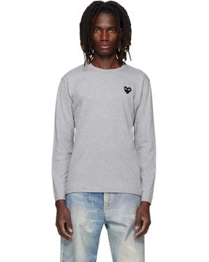 COMME DES GARÇONS PLAY Heart Emblem Long Sleeve T-Shirt - Grey