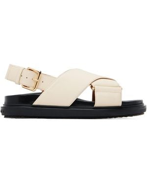 Marni Off- Leather Fussbett Sandals - Black