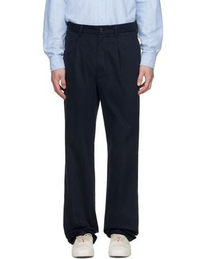 Noah Sanded Twill Pleated Pants - Blue
