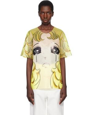 Pushbutton Crying Girl Oversized Vinyl T-Shirt - Yellow