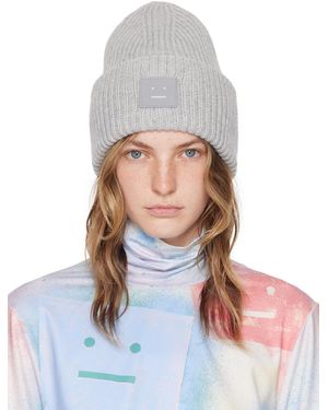 Acne Studios グレー Large Face Logo ビーニー - ホワイト